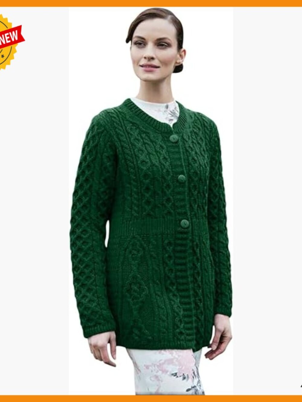 100% Merino Wool A-Line Cardigan, Hand Wash Only, Made in Ireland